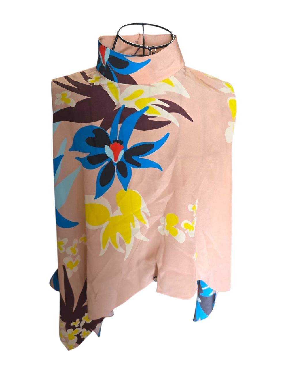 Pink Floral High-Neck Sleeveless Top